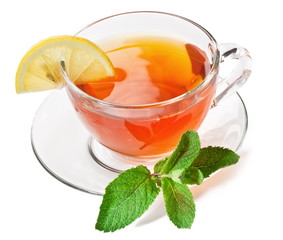 Cup tea with mint.
