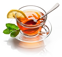 Cup tea with mint.