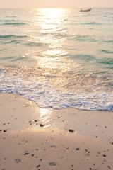 Sunset on the shores of a paradise island