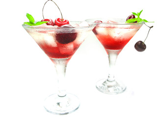 alcohol liqueur cocktail with cherry
