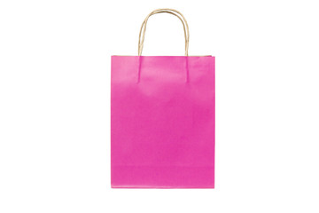 pink paper bag isolated on white background