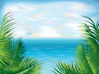 Fototapeta na wymiar Beautiful Tropical summer background, vector illustration