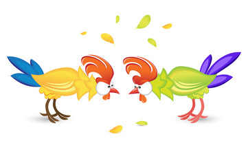 Rooster or game birds cockfighting