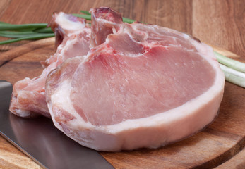 Fresh raw pork cutlet
