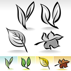 Leaf ICONs Calligraphic Illustration