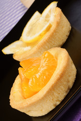 Mini tangerine and lemon fruit tarts