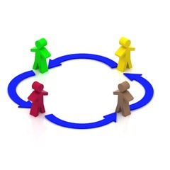 teamwork circle, business flow. 3d illustration