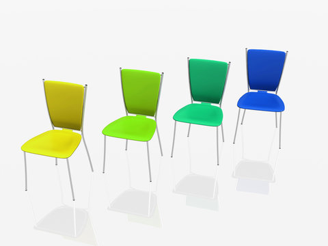 group of chairs stand in a row