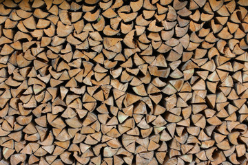 background made of cumulate firewood close up
