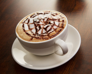 Chocolate cappuccino time.Cup of coffee