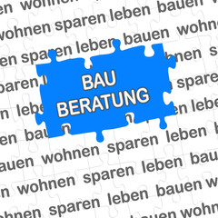 Puzzle blau BAU BERATUNG