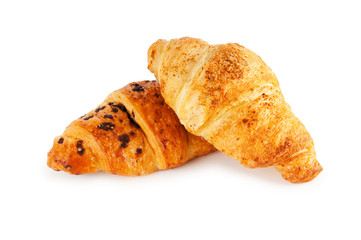 Breakfast concept - croissant isolated on white