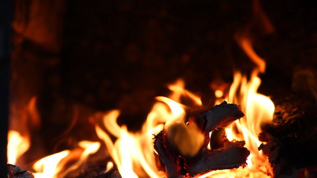 beautiful fire in the fireplace
