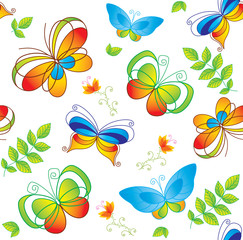 Fototapeta na wymiar Seamless сolorful background with butterfly.