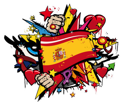 Graffiti España bandera arte pop ilustración dibujo