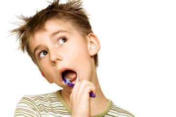 Child brushing teeth