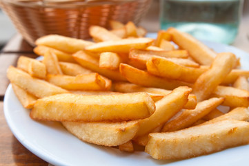 Golden French fries potatoes