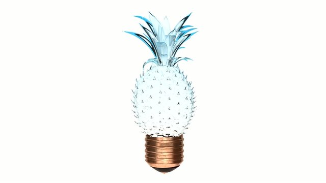 lampadina ananas creativit&agrave; idea frutta render 3d scontorno