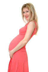 Pregnant woman smiles