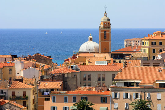 orange roofs of the old town of Ajaccio, Corsica