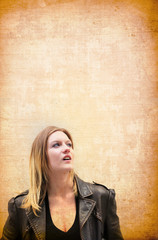 Fototapeta premium old fashioned grunge portrait young woman