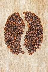 coffee beans on the board