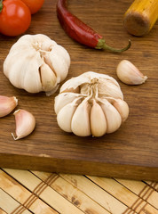 set of garlic nutrition and healthy food
