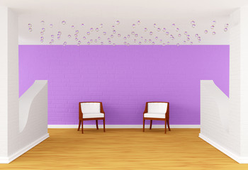 gallery's hall with luxurious chairs
