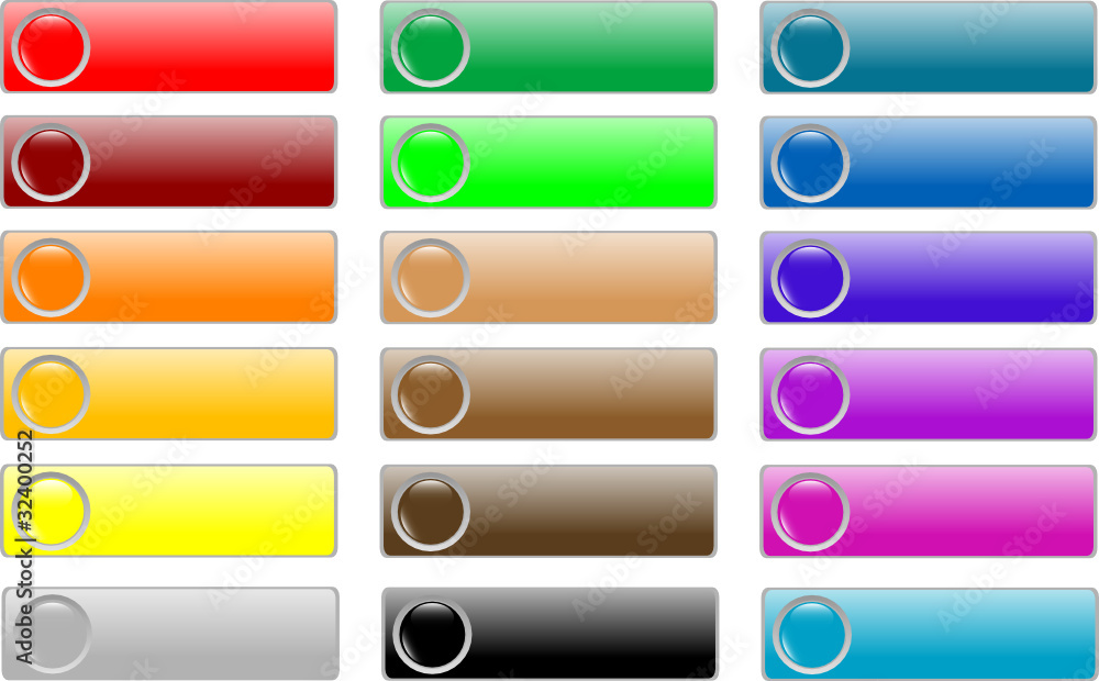 Aufkleber glossy empty web buttons colored set