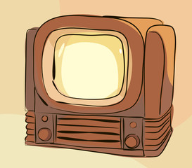 old tv set in vector