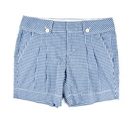 Woman's Blue and White Checker Shorts Isolated on White