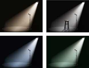 night club with spotlight and microphone