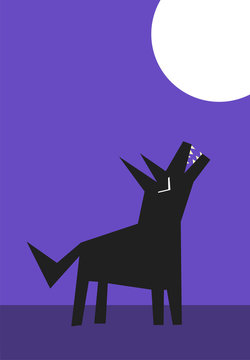 Wolf howl illustration