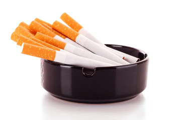 Many cigarettes isolated on white