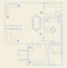 Vector illustration of architectural blue prints