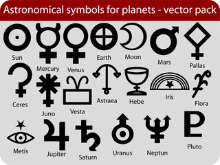 Astronomical symbols for planets - vector pack © Alex Ciopata