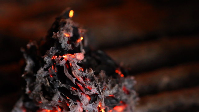 beautiful fire in the fireplace
