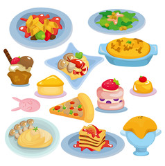 cartoon Italian food set