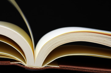 opened book on black