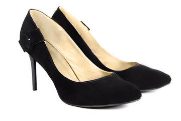 black classical female shoes isolated