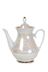 iridescent ceramic teapot isolated