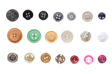 many different buttons isolated
