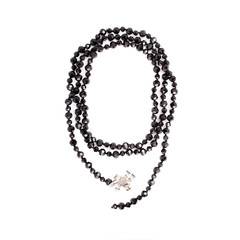 black beads on white