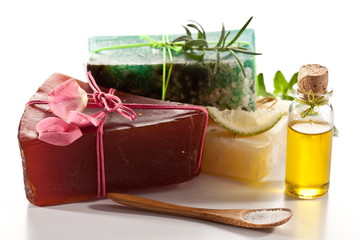 Pieces of natural soap.