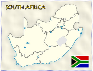 Obraz premium South Africa political division national emblem flag map