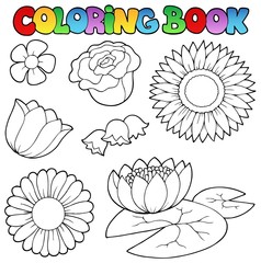Livre de coloriage avec ensemble de fleurs