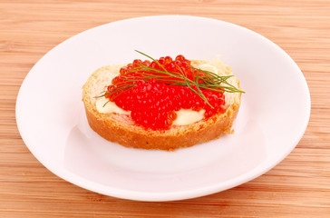 Red caviar and bread