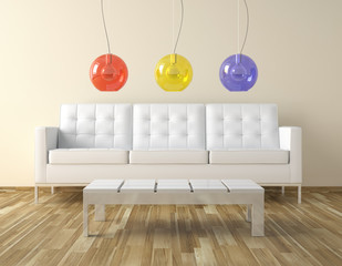interor room design with colors lamps