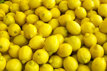Lemons in a bunch at farm stand