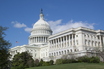 U.S. Capitol on a Bright Sunny Day with a Blue Sky